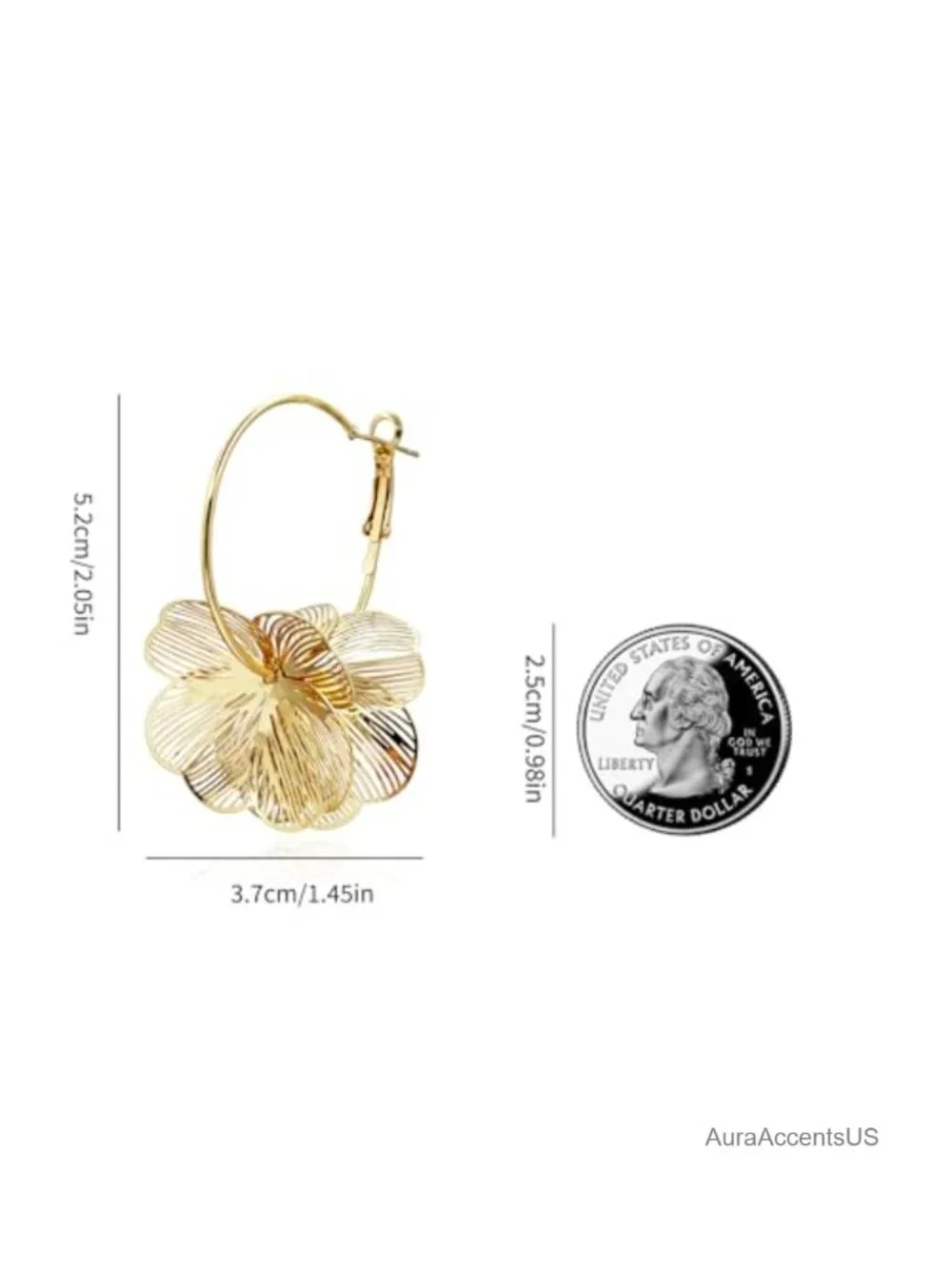 14K Gold Plated Floral Dangle Earrings Statement Women's Jewelry